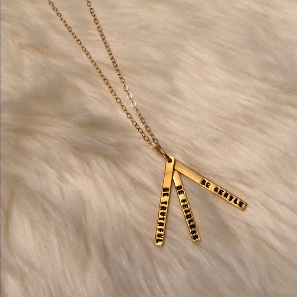 NWT / Chocolate & Steel Gold “Quote” Necklace - Picture 5 of 8